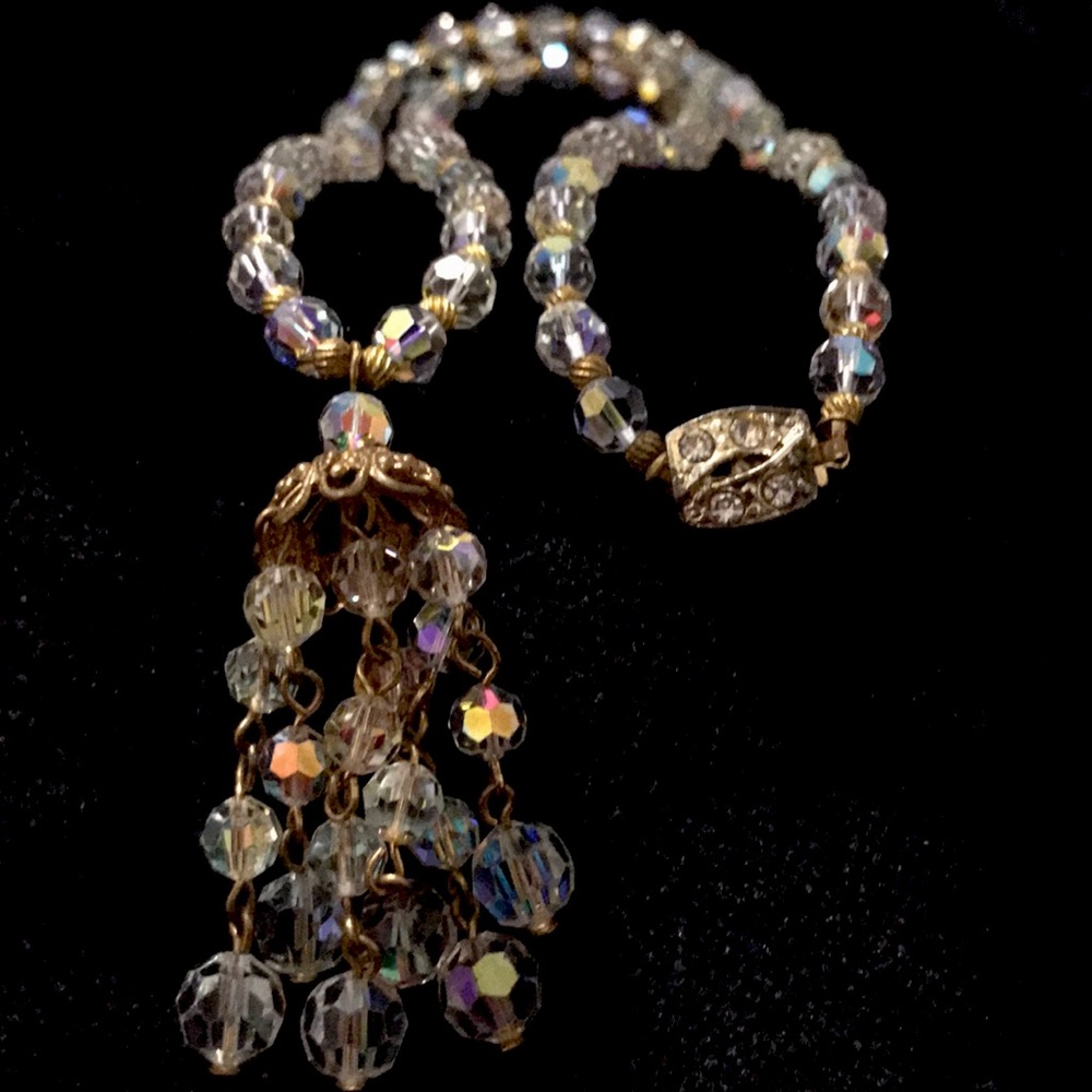 Vintage Glass beaded necklace with Tassel